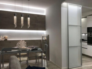 Foto particolare zona giorno Intervento di ristrutturazione appartamento per rinnovamento strutturale ed estetico Caterino Costruzioni Via Bedetti Bologna